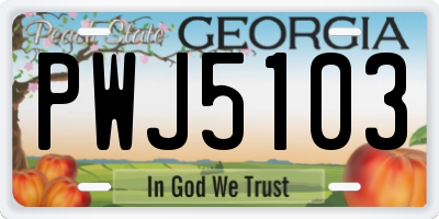 GA license plate PWJ5103