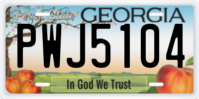 GA license plate PWJ5104