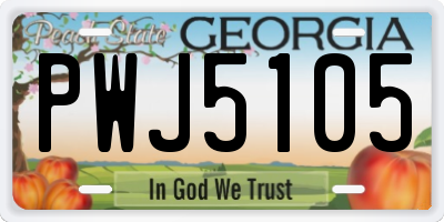 GA license plate PWJ5105