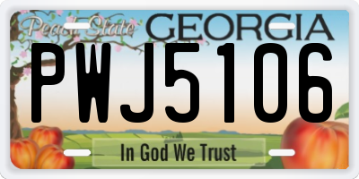 GA license plate PWJ5106