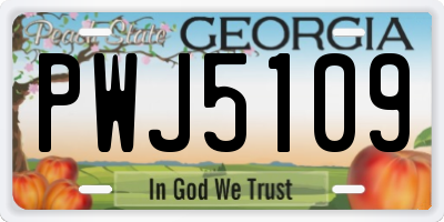 GA license plate PWJ5109