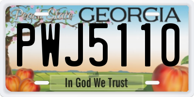 GA license plate PWJ5110