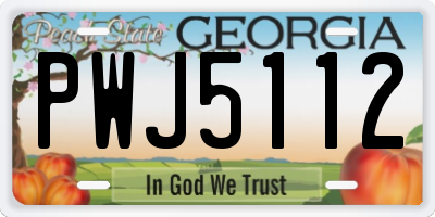 GA license plate PWJ5112