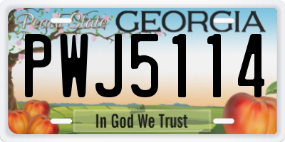 GA license plate PWJ5114