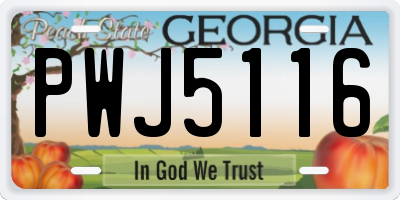 GA license plate PWJ5116
