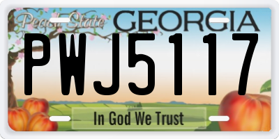 GA license plate PWJ5117