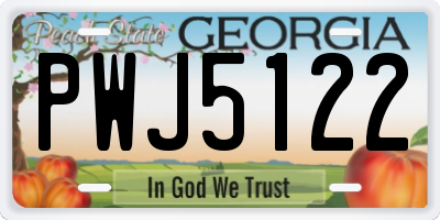 GA license plate PWJ5122