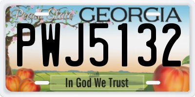 GA license plate PWJ5132