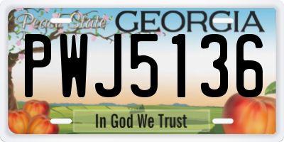 GA license plate PWJ5136