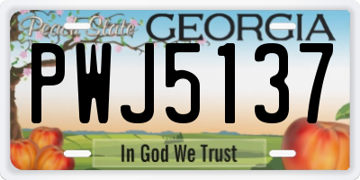 GA license plate PWJ5137
