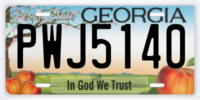 GA license plate PWJ5140