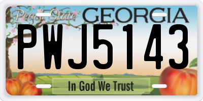 GA license plate PWJ5143
