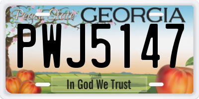 GA license plate PWJ5147