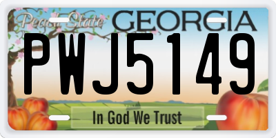 GA license plate PWJ5149