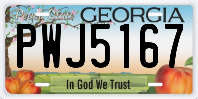 GA license plate PWJ5167