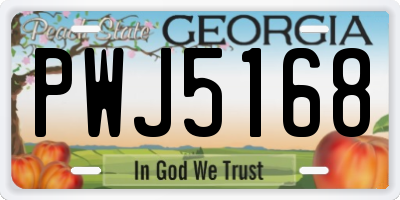 GA license plate PWJ5168