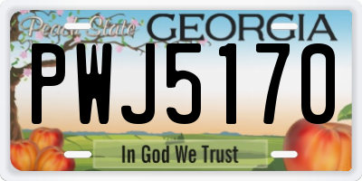 GA license plate PWJ5170