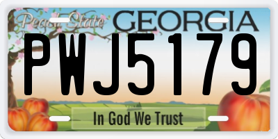 GA license plate PWJ5179