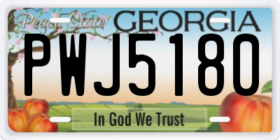 GA license plate PWJ5180