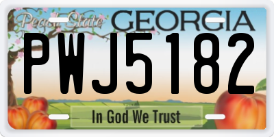 GA license plate PWJ5182