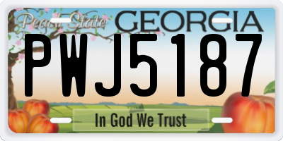 GA license plate PWJ5187
