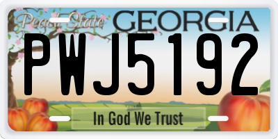 GA license plate PWJ5192