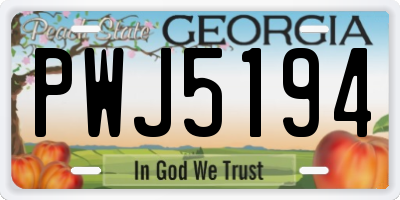 GA license plate PWJ5194