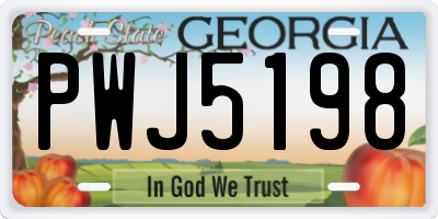 GA license plate PWJ5198
