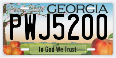 GA license plate PWJ5200