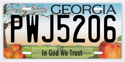 GA license plate PWJ5206
