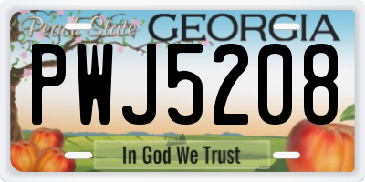 GA license plate PWJ5208