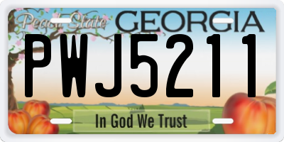 GA license plate PWJ5211