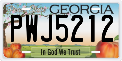 GA license plate PWJ5212