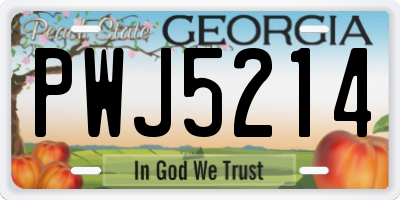 GA license plate PWJ5214