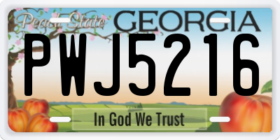 GA license plate PWJ5216