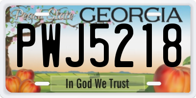GA license plate PWJ5218
