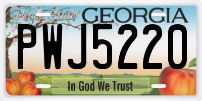 GA license plate PWJ5220