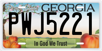GA license plate PWJ5221