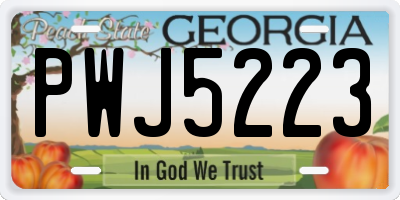 GA license plate PWJ5223