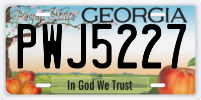 GA license plate PWJ5227