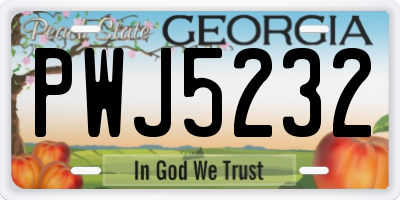 GA license plate PWJ5232