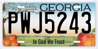 GA license plate PWJ5243