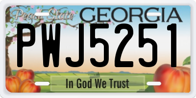 GA license plate PWJ5251