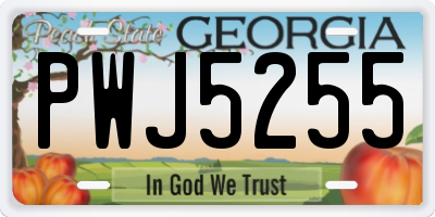 GA license plate PWJ5255
