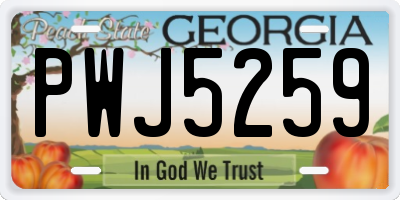 GA license plate PWJ5259