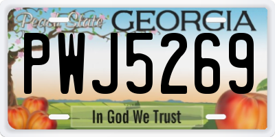GA license plate PWJ5269