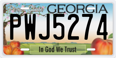 GA license plate PWJ5274