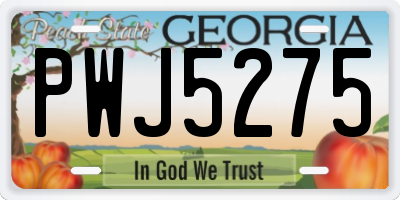 GA license plate PWJ5275
