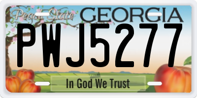 GA license plate PWJ5277