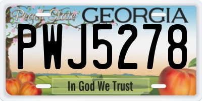 GA license plate PWJ5278